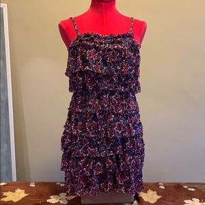 Express Floral Tiered Ruffle Mini Dress